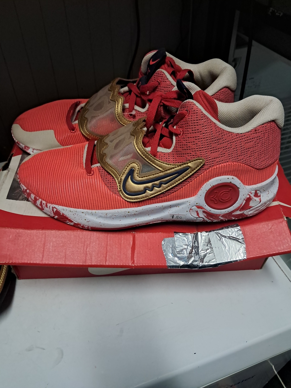 Nike Kids' Red and Gold Basketball Shoes